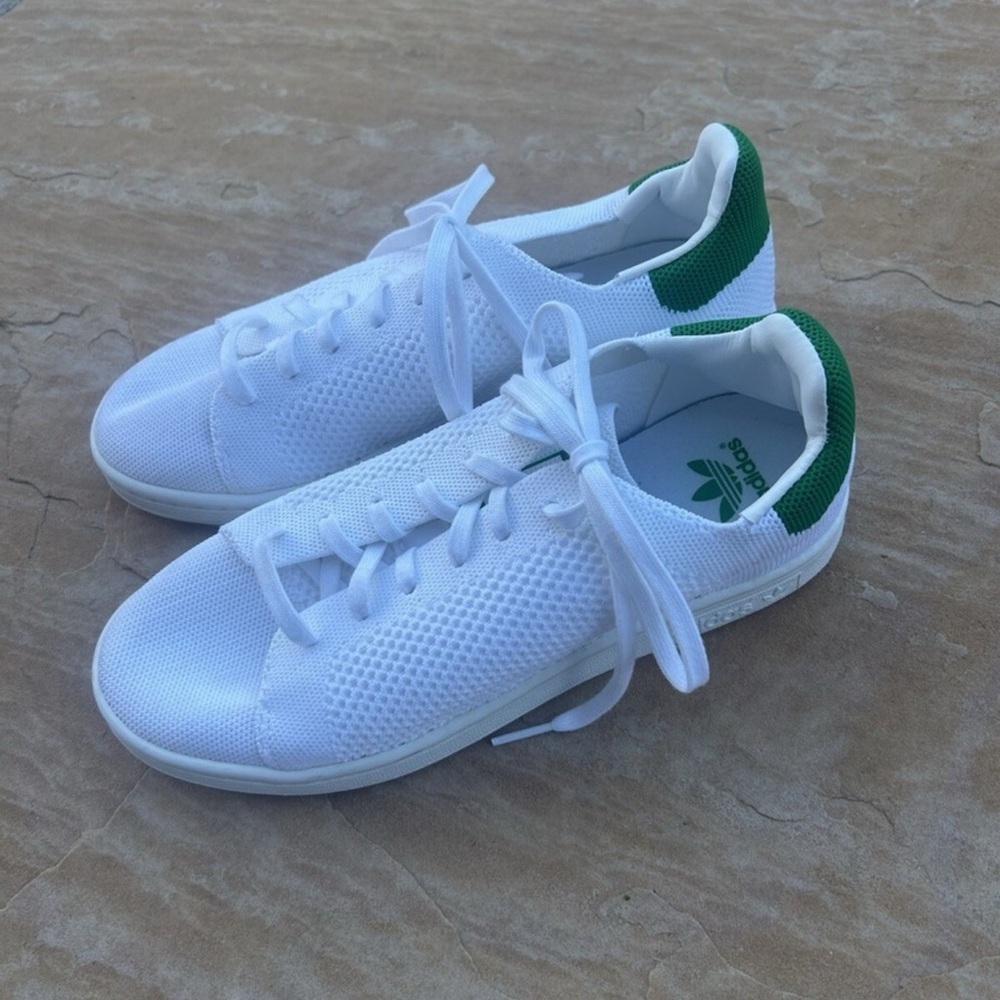 Adidas White Sneakers with Green Detail